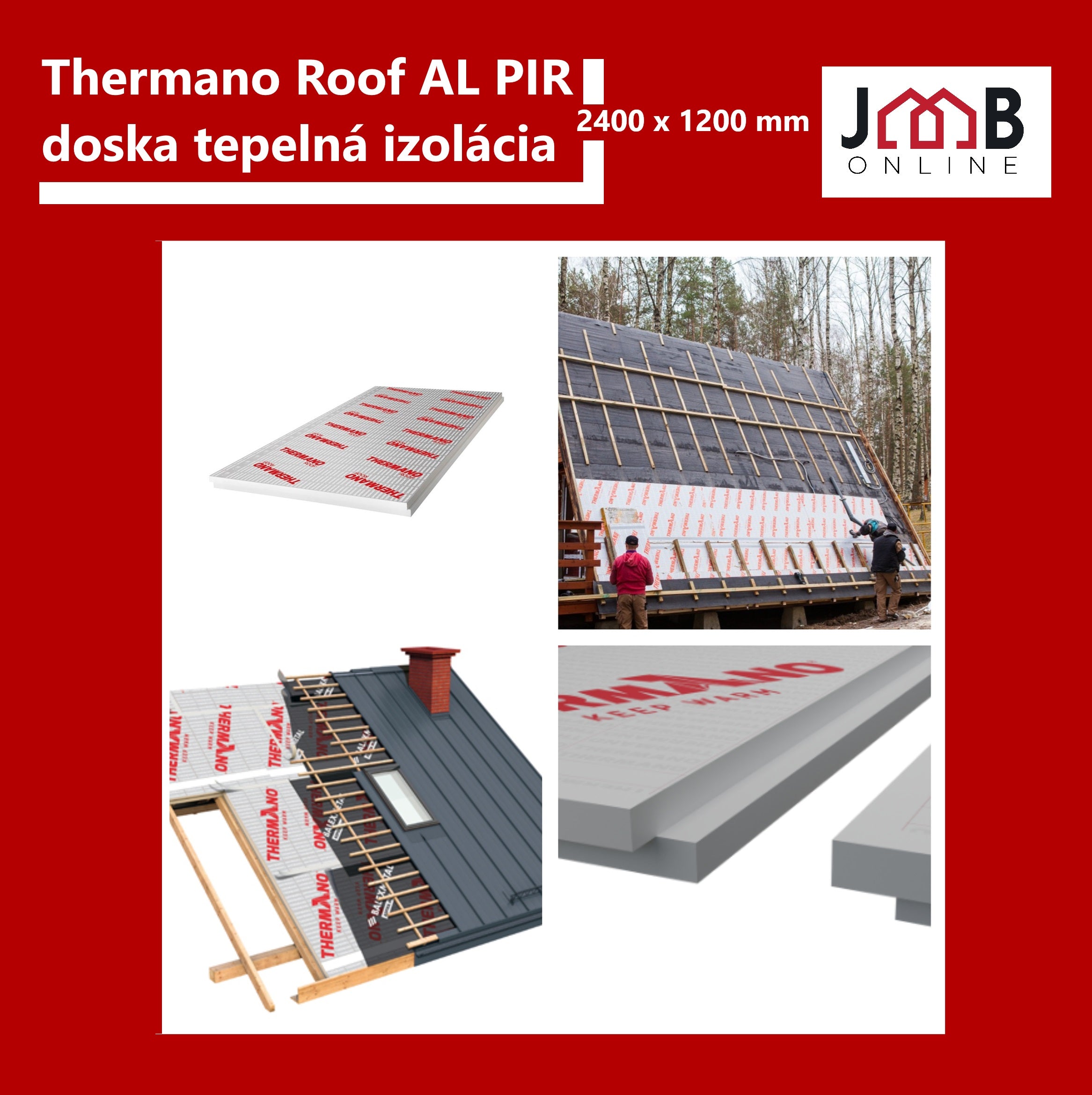Thermano Roof AL PIR dosky tepelná izolácia 2400x1200mm