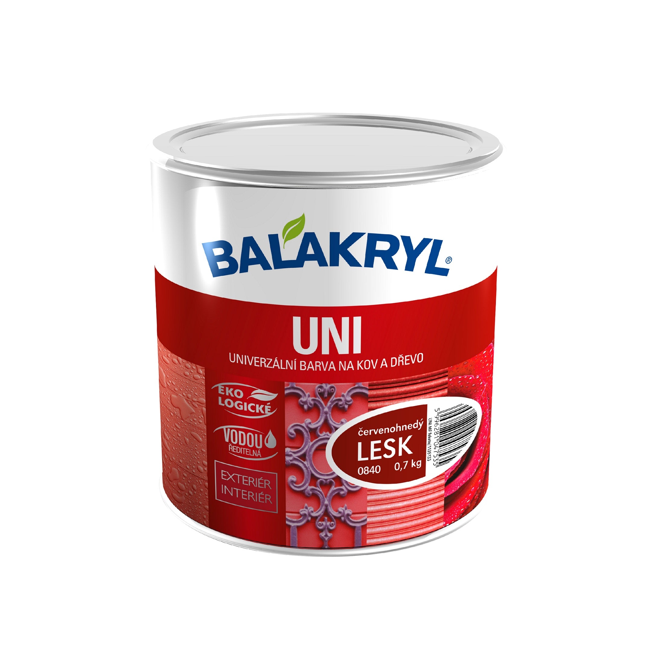 BALAKRYL UNI LESK vodou riediteľná ekologická farba na drevo a kov červenohnedá 0,7 kg