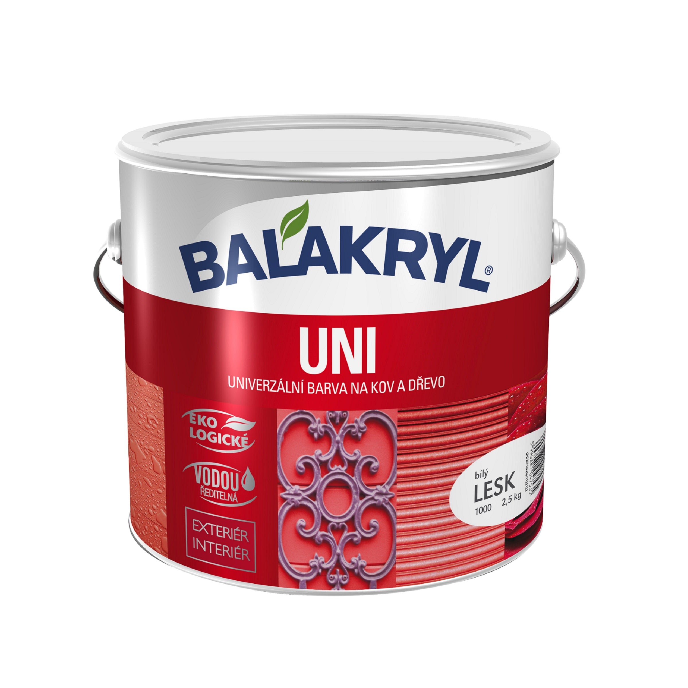 BALAKRYL UNI LESK vodou riediteľná ekologická farba na drevo a kov biela 2,5 kg