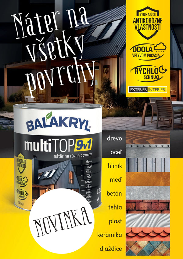 BALAKRYL multiTOP 9v1 rýchloschnúca antikorózna farba pre rôzne povrchy