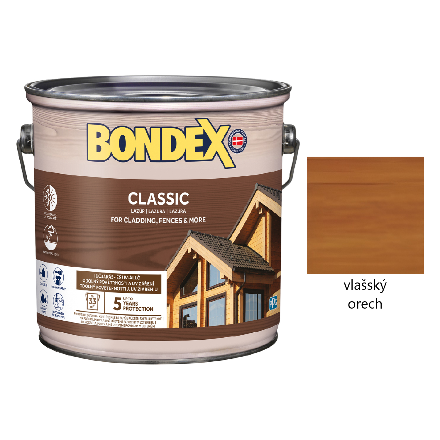 BONDEX CLASSIC tenkovrstvá syntetická lazúra na drevo - vlašský orech