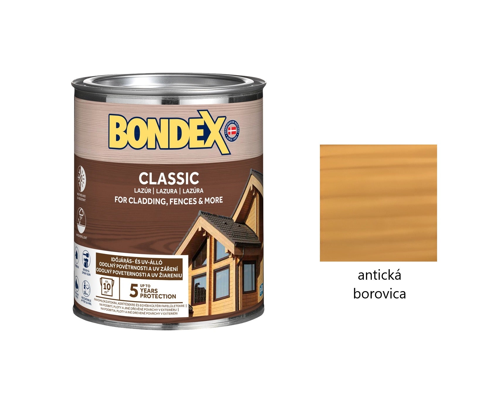 BONDEX CLASSIC tenkovrstvá syntetická lazúra na drevo antická borovica 0,75 l