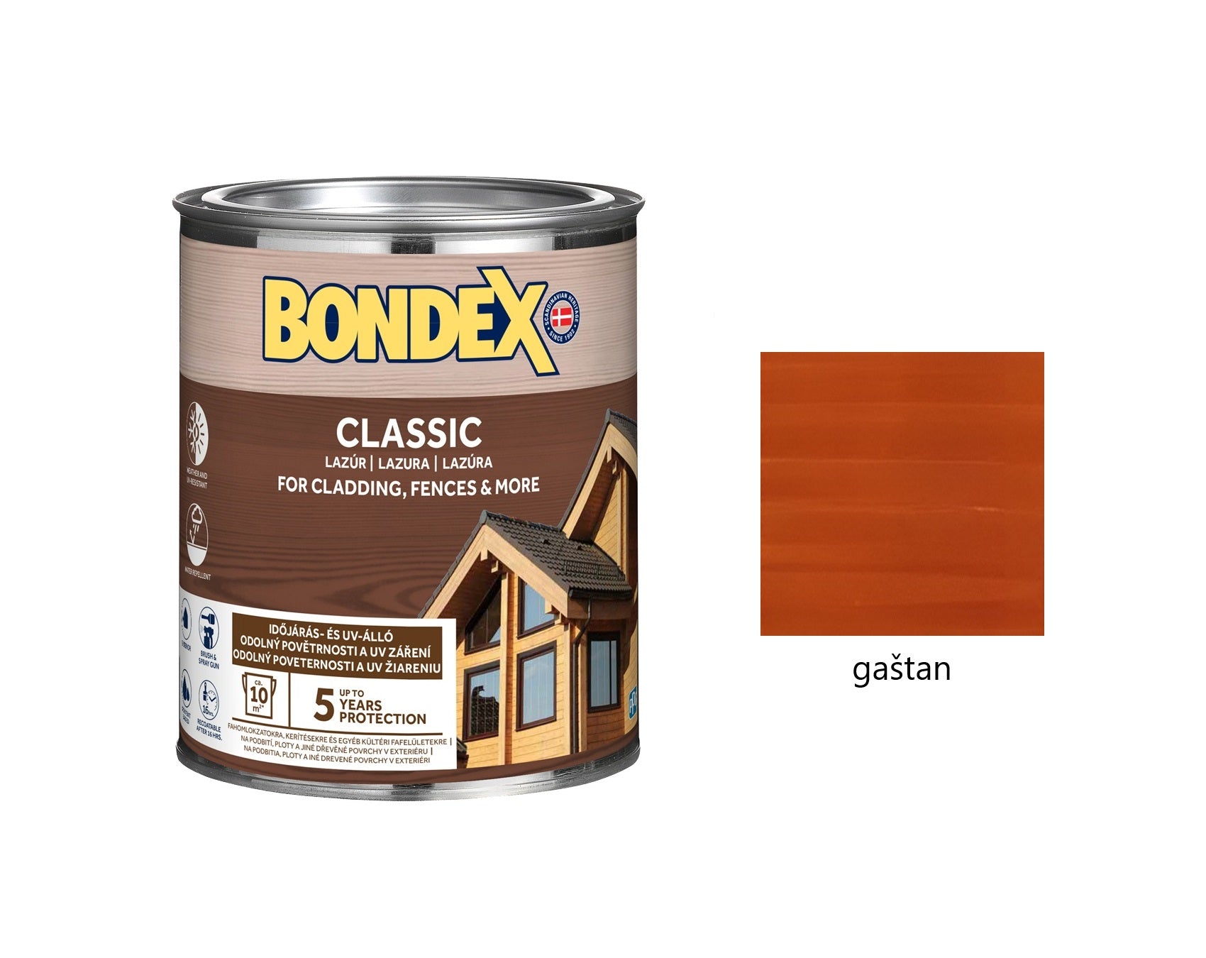 BONDEX CLASSIC tenkovrstvá syntetická lazúra na drevo gaštan 0,75 l