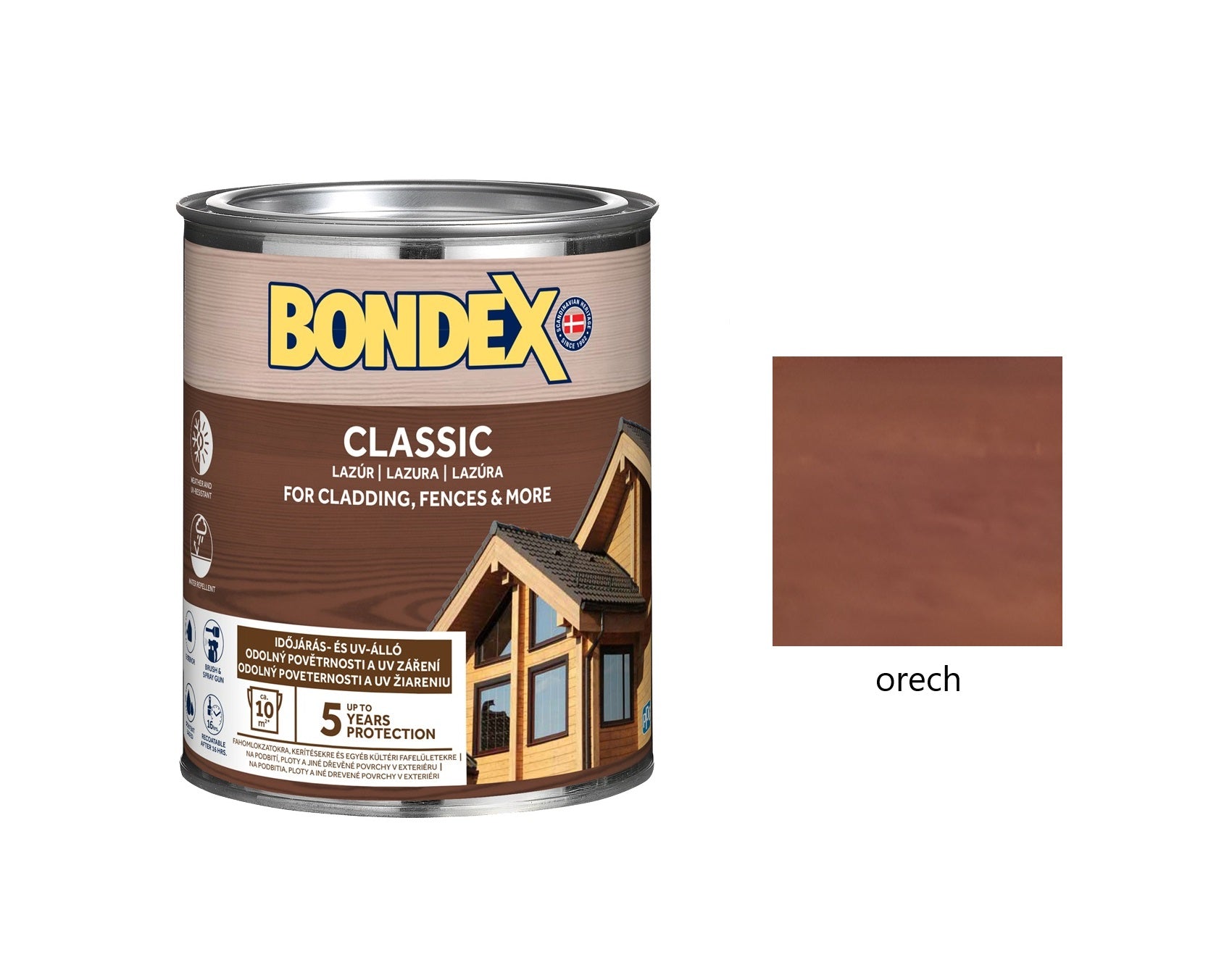 BONDEX CLASSIC tenkovrstvá syntetická lazúra na drevo gaštan 0,75 l