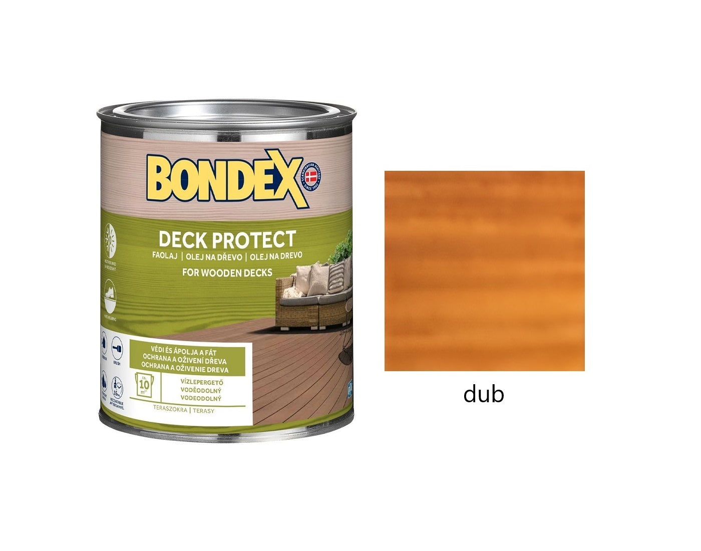 BONDEX DECK PROTECT napúšťací syntetický ochranný olej na drevo exteriér dub 0,75 l