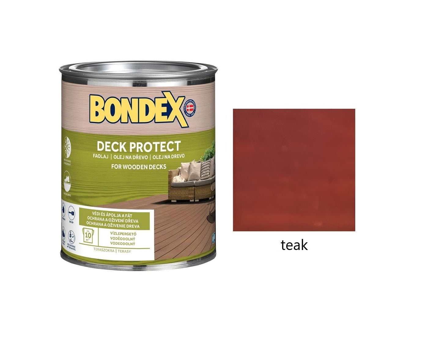 BONDEX DECK PROTECT napúšťací syntetický ochranný olej na drevo exteriér teak 0,75 l