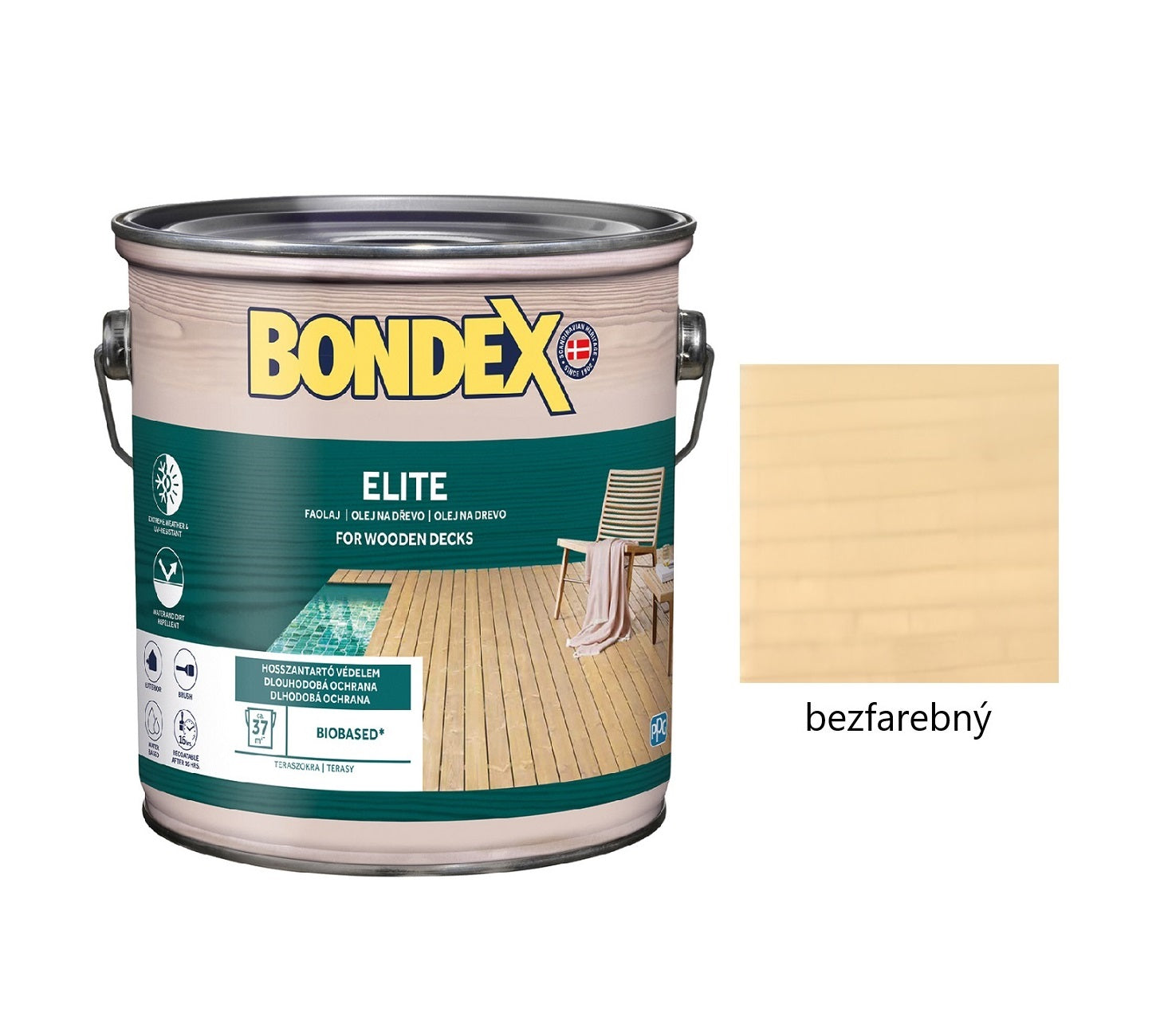 BONDEX ELITE napúšťací ochranný olej na drevo exteriér bezfarebný 2,5 l