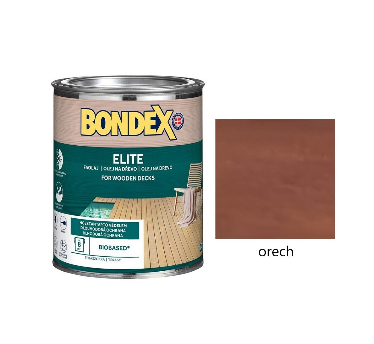 BONDEX ELITE napúšťací ochranný olej na drevo exteriér orech 0,75 l