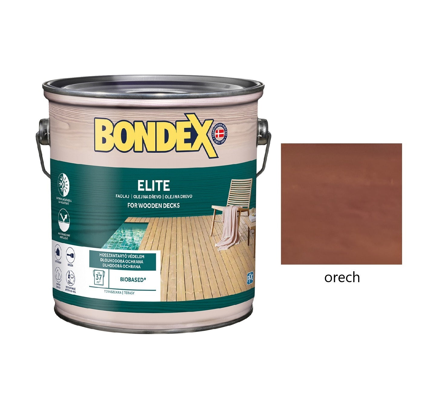 BONDEX ELITE napúšťací ochranný olej na drevo exteriér orech 2,5 l