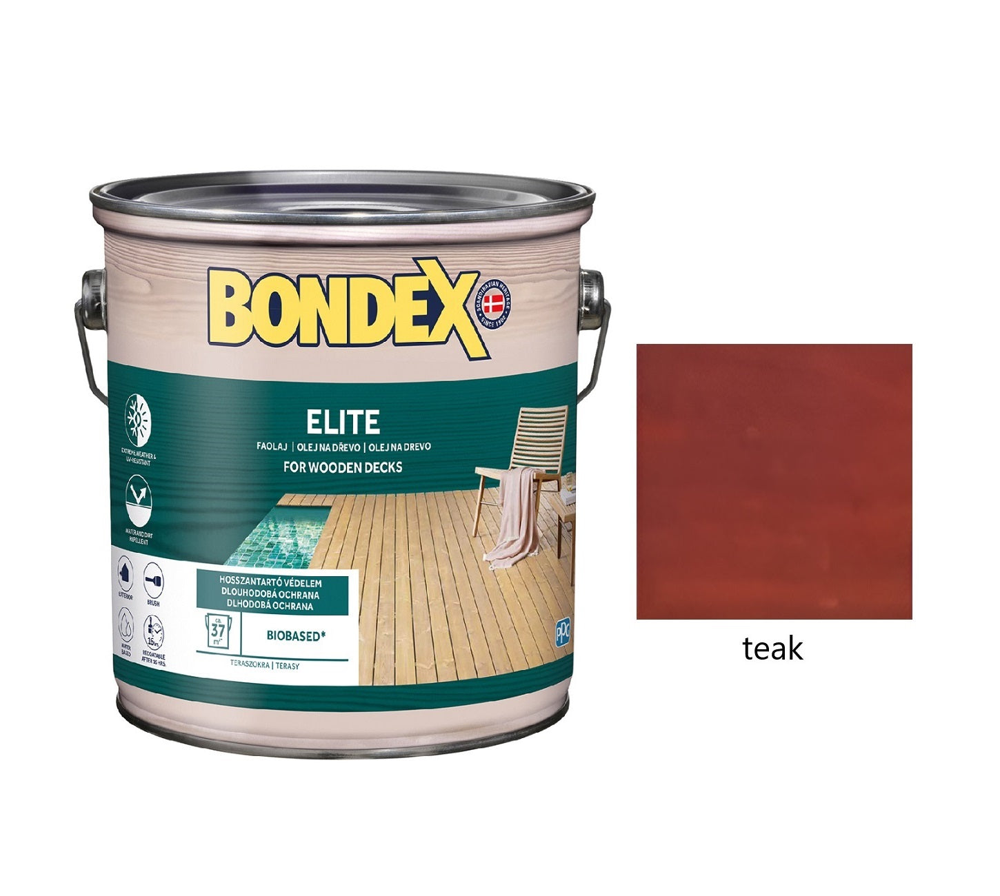 BONDEX ELITE napúšťací ochranný olej na drevo exteriér teak 2,5 l