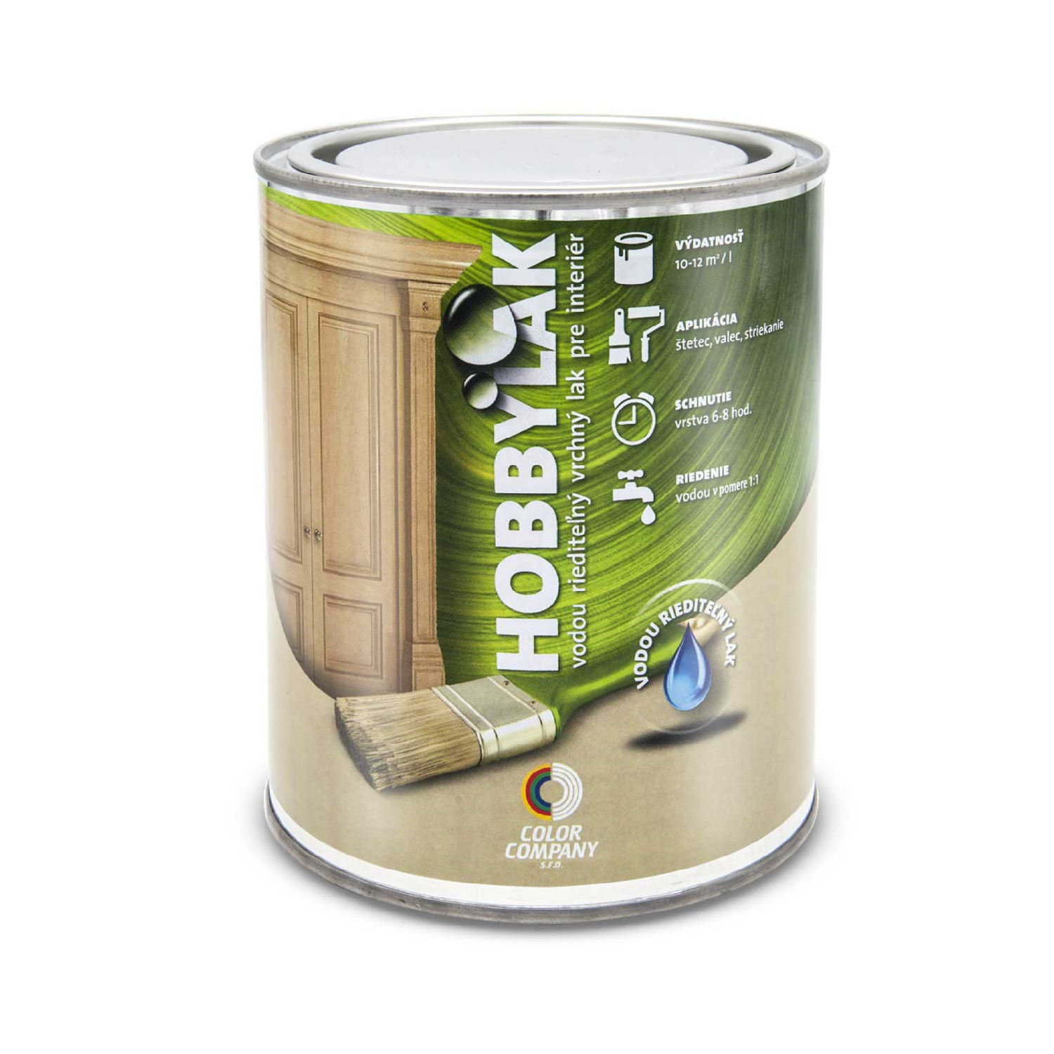 COLOR COMPANY HOBBYLAK vodou riediteľný bezfarebný interiérový lak na drevo 0,7 l