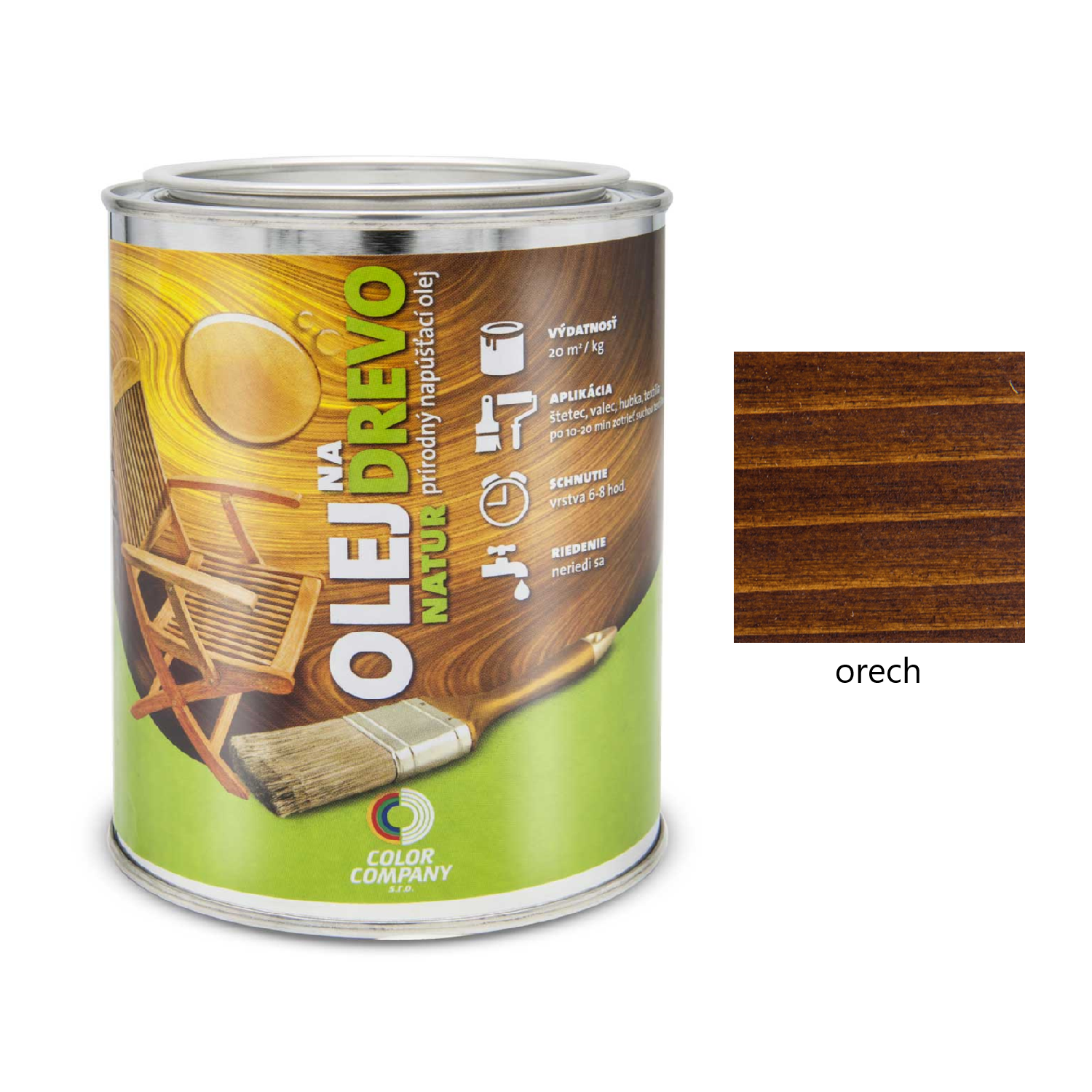 COLOR COMPANY NATUR Napúšťací prírodný olej na drevo - orech