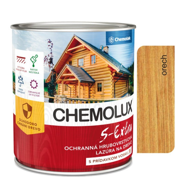 Chemolak CHEMOLUX S-EXTRA S 1025 Ochranná hrubovrstvá lesklá lazúra na drevo - 0212 - Orech