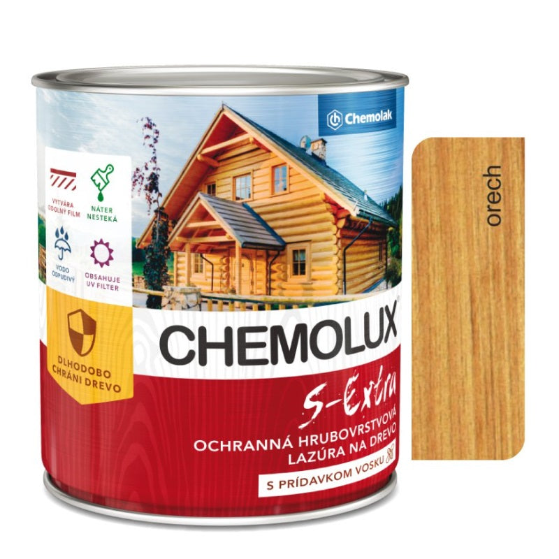 Chemolak CHEMOLUX S-EXTRA S 1025 Ochranná hrubovrstvá lesklá lazúra na drevo - 0212 - Orech