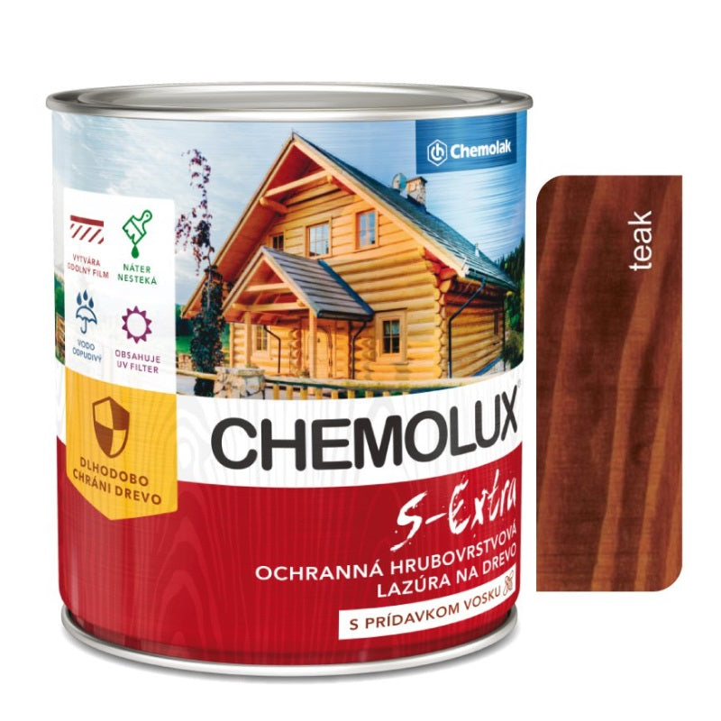 Chemolak CHEMOLUX S-EXTRA S 1025 Ochranná hrubovrstvá lesklá lazúra na drevo - 0252 - Teak