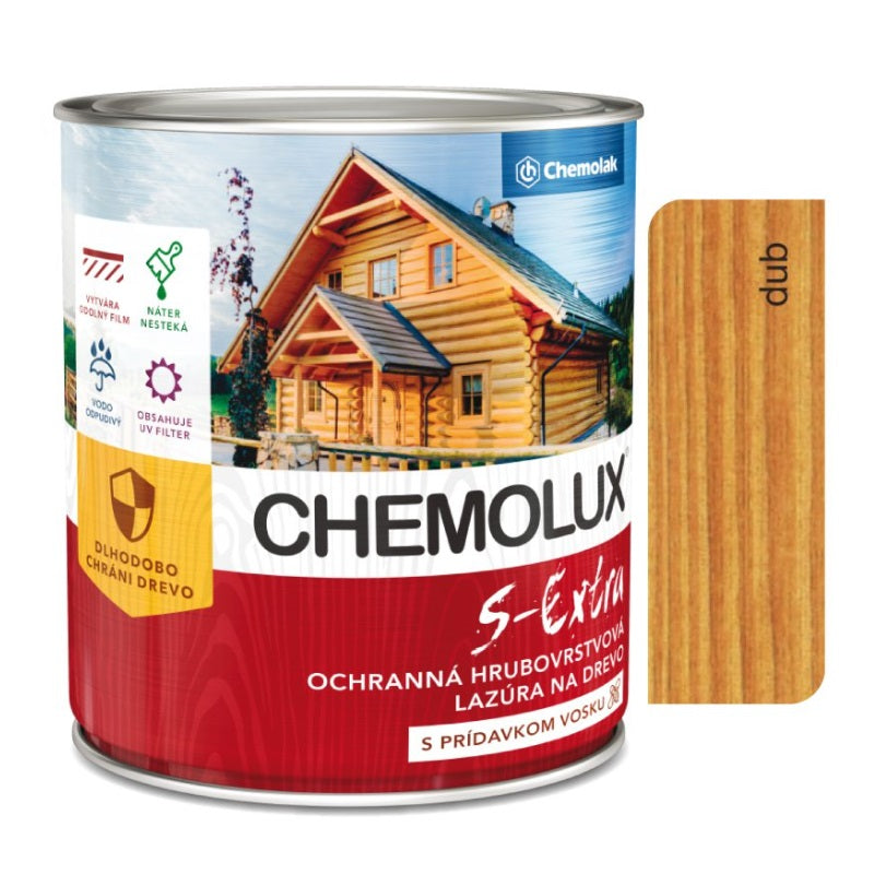Chemolak CHEMOLUX S-EXTRA S 1025 Ochranná hrubovrstvá lesklá lazúra na drevo - 0632 - Dub