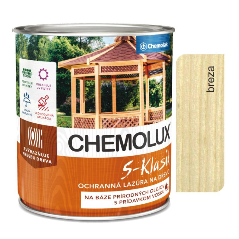 Chemolak CHEMOLUX S-KLASIK S 1040 Ochranná tenkovrstvá lazúra na drevo - 0101 - Breza