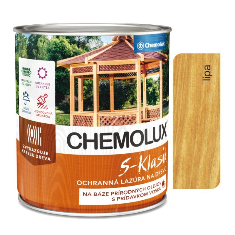 Chemolak CHEMOLUX S-KLASIK S 1040 Ochranná tenkovrstvá lazúra na drevo - 0161 - Lipa