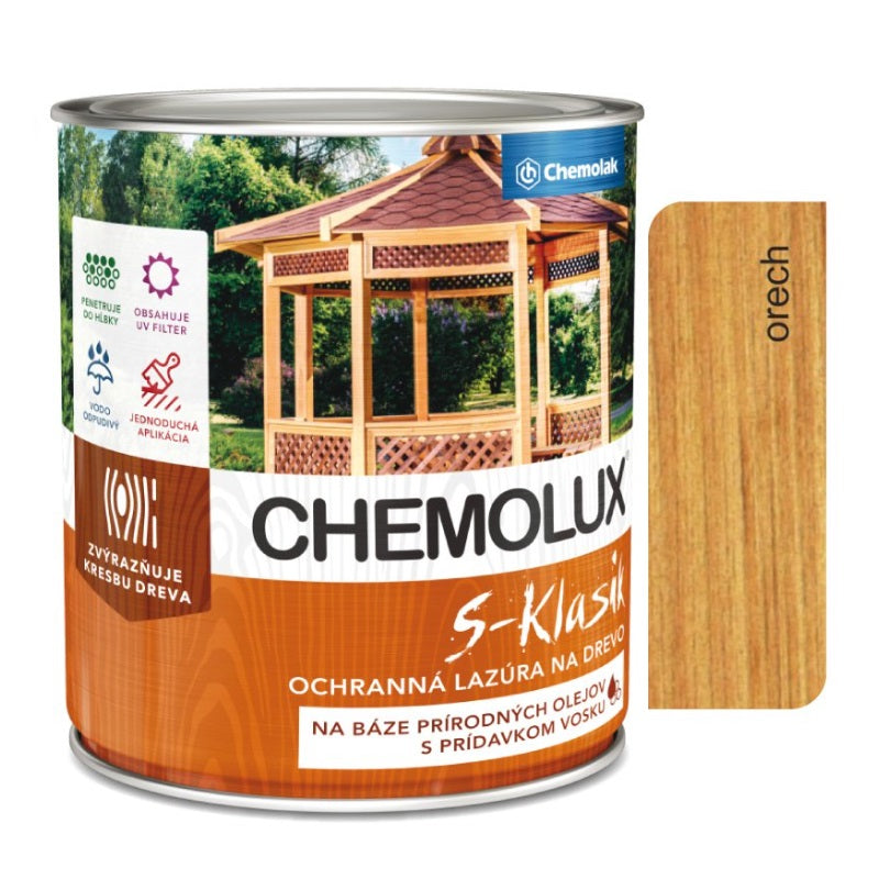 Chemolak CHEMOLUX S-KLASIK S 1040 Ochranná tenkovrstvá lazúra na drevo - 0211 - Orech
