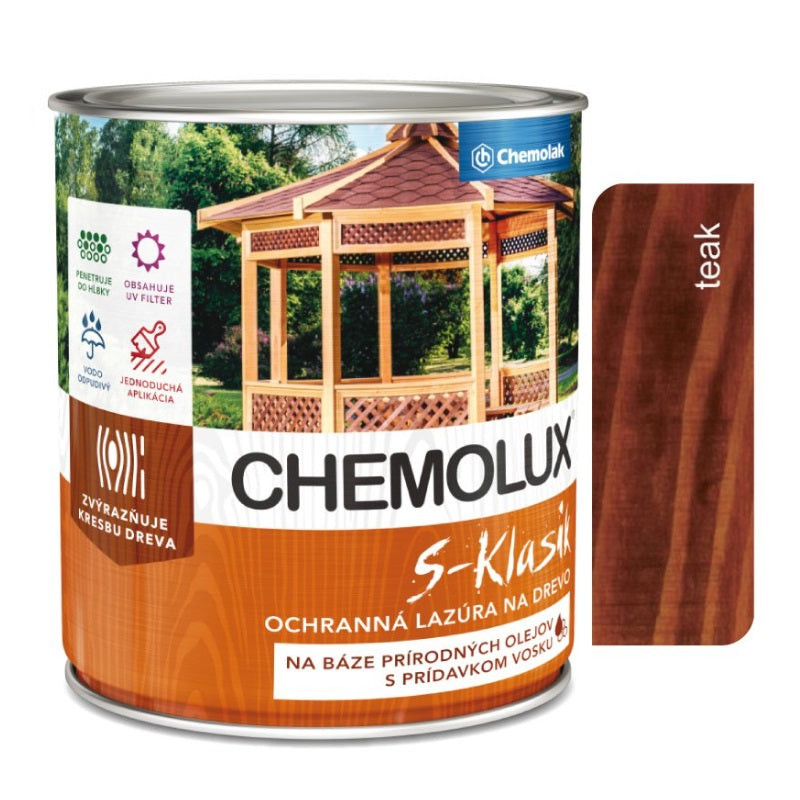 Chemolak CHEMOLUX S-KLASIK S 1040 Ochranná tenkovrstvá lazúra na drevo - 0251 - Teak