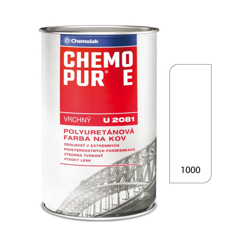 Chemolak CHEMOPUR E U 2081 Vrchná polyuretánová dvojzložková lesklá farba na kov - 1000 - Biela