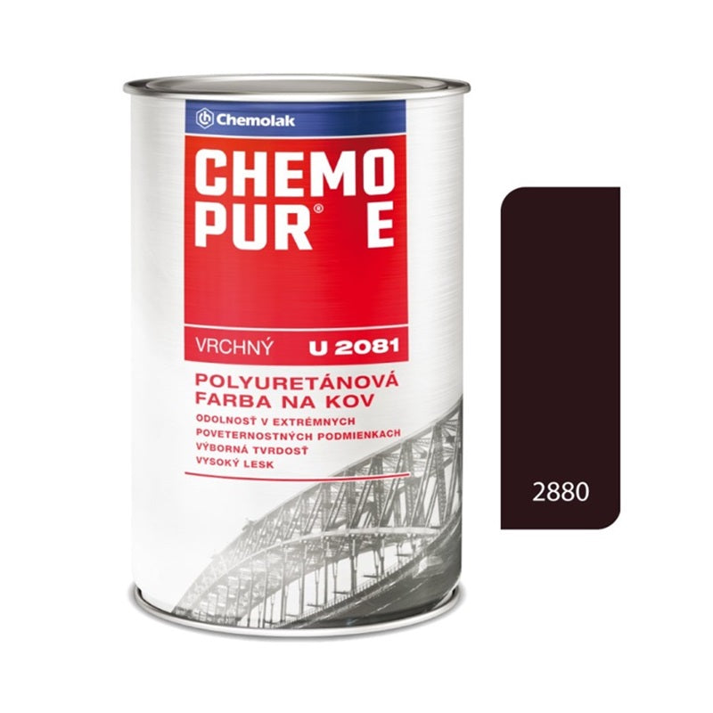 Chemolak CHEMOPUR E U 2081 Vrchná polyuretánová dvojzložková lesklá farba na kov - 2880 - Hnedá gaštanová