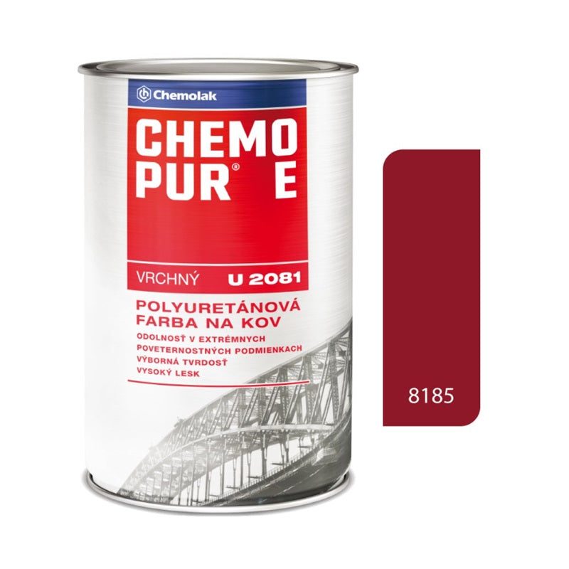 Chemolak CHEMOPUR E U 2081 Vrchná polyuretánová dvojzložková lesklá farba na kov - 8185 - Červená