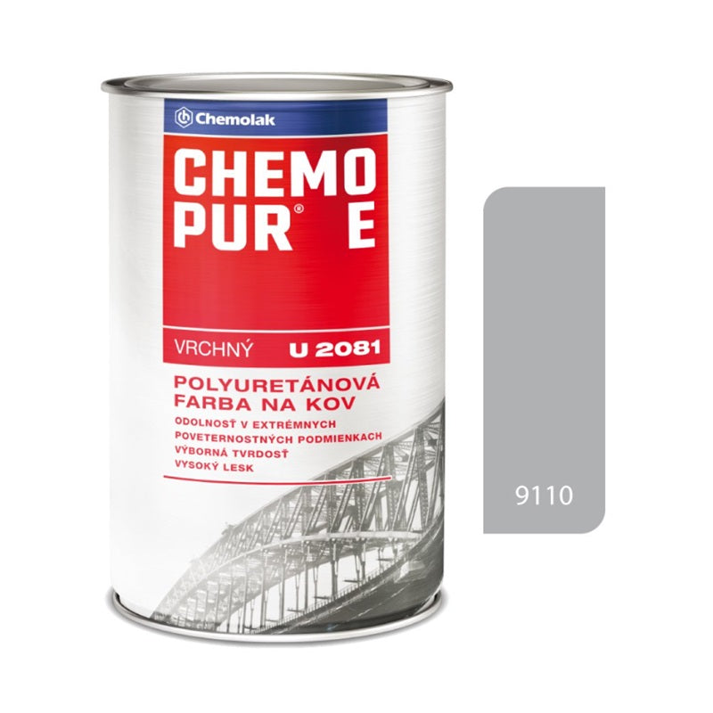 Chemolak CHEMOPUR E U 2081 Vrchná polyuretánová dvojzložková lesklá farba na kov - 9110 - Hliníková