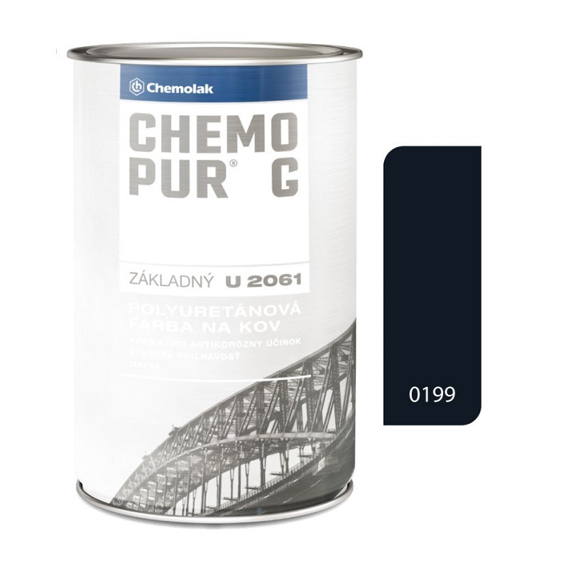 Chemolak CHEMOPUR G U 2061 základná polyuretánová dvojzložková matná farba na kov - 0199 - Čierna