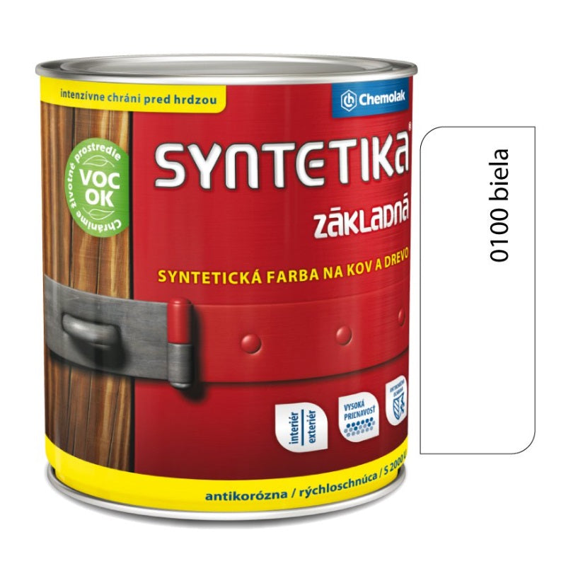 Chemolak SYNTETIKA S 2000 U Základná syntetická antikorózna farba na kov a drevo - 0100 - Biela