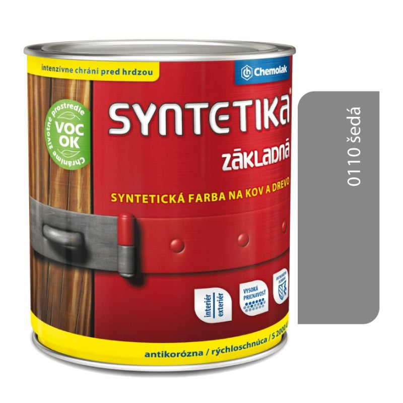 Chemolak SYNTETIKA S 2000 U Základná syntetická antikorózna farba na kov a drevo - 0110 - Šedá