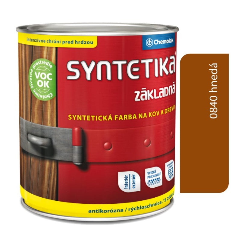 Chemolak SYNTETIKA S 2000 U Základná syntetická antikorózna farba na kov a drevo - 0840 - Hnedá