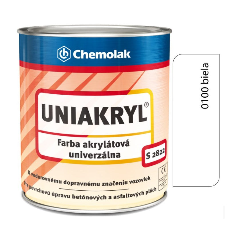 Chemolak UNIAKRYL S 2822 Akrylátová univerzálna oteruvzdroná farba na betón - 0100 - Biela