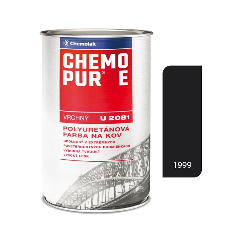 Chemolak CHEMOPUR E U 2081 Vrchná polyuretánová dvojzložková lesklá farba na kov - 1999 - Čierna