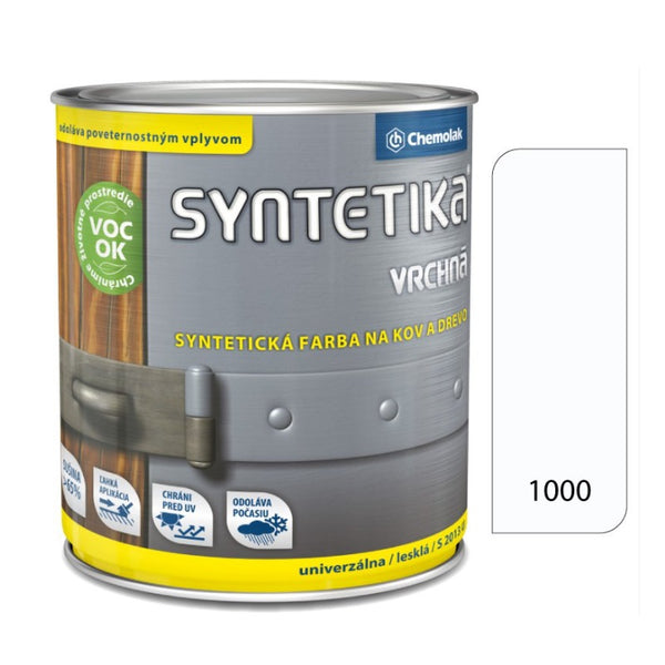 Chemolak SYNTETIKA S 2013 U Vrchná syntetická lesklá farba na kov a drevo - 1000 - Biela