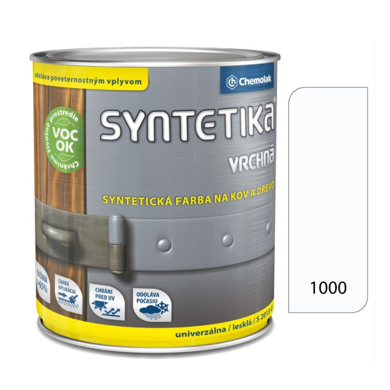 Chemolak SYNTETIKA S 2013 U Vrchná syntetická lesklá farba na kov a drevo - 1000 - Biela