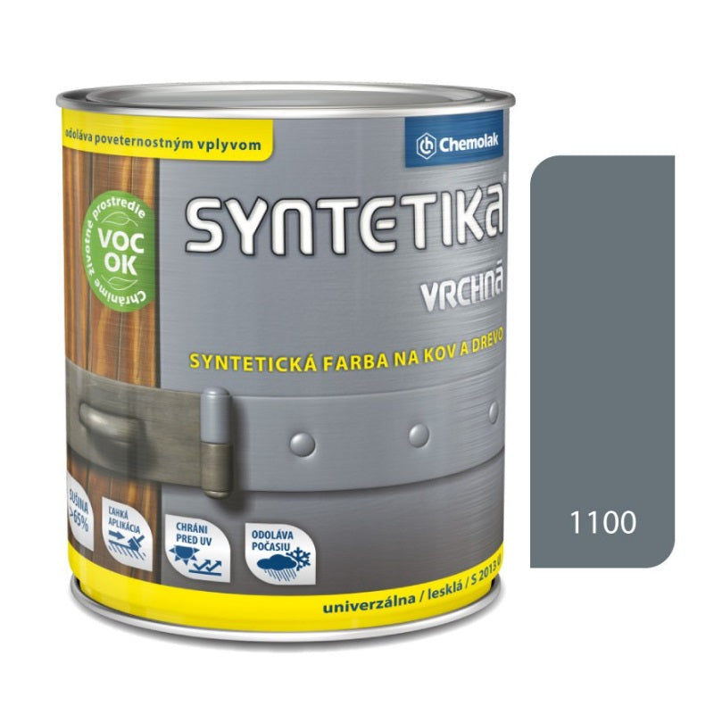 Chemolak SYNTETIKA S 2013 U Vrchná syntetická lesklá farba na kov a drevo - 1100 - Šedá