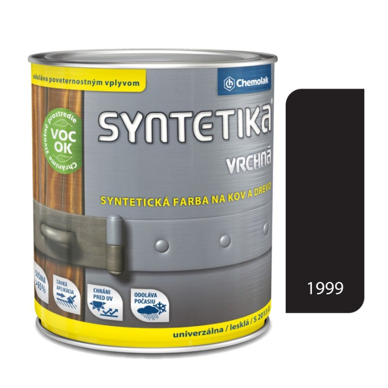 Chemolak SYNTETIKA S 2013 U Vrchná syntetická lesklá farba na kov a drevo - 1999 - Čierna