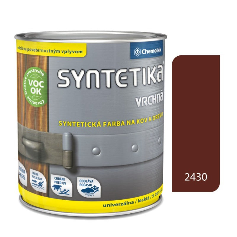 Chemolak SYNTETIKA S 2013 U Vrchná syntetická lesklá farba na kov a drevo - 2430 - Tmavohnedá