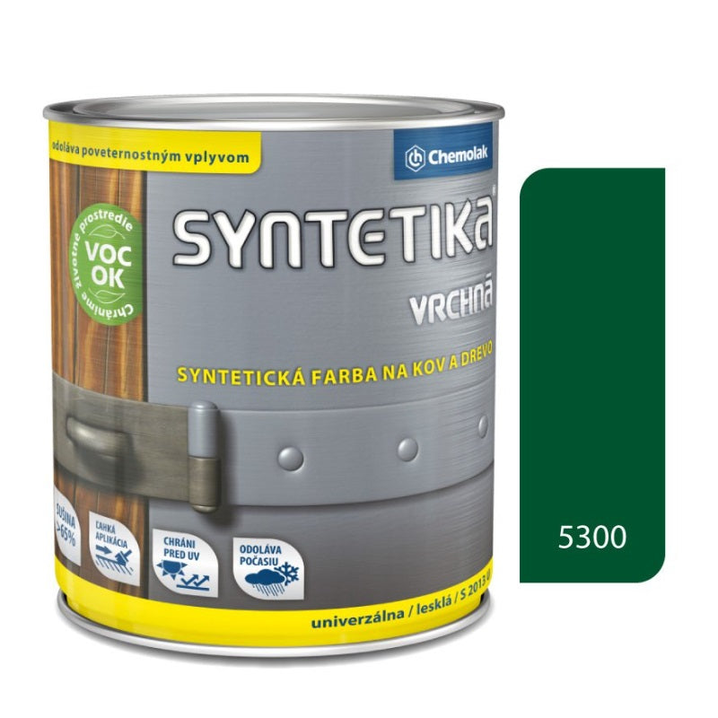 Chemolak SYNTETIKA S 2013 U Vrchná syntetická lesklá farba na kov a drevo - 5300 - Strednozelená