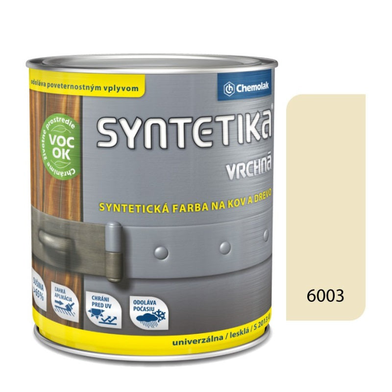 Chemolak SYNTETIKA S 2013 U Vrchná syntetická lesklá farba na kov a drevo - 6003 - Slonová kosť