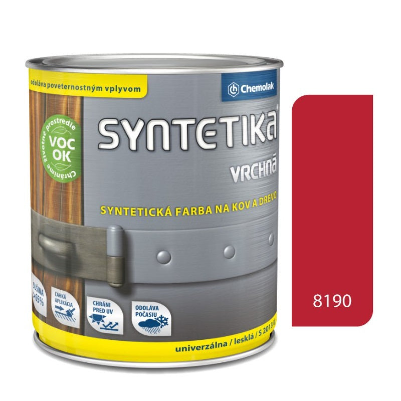 Chemolak SYNTETIKA S 2013 U Vrchná syntetická lesklá farba na kov a drevo - 8190 - Červená tmavá