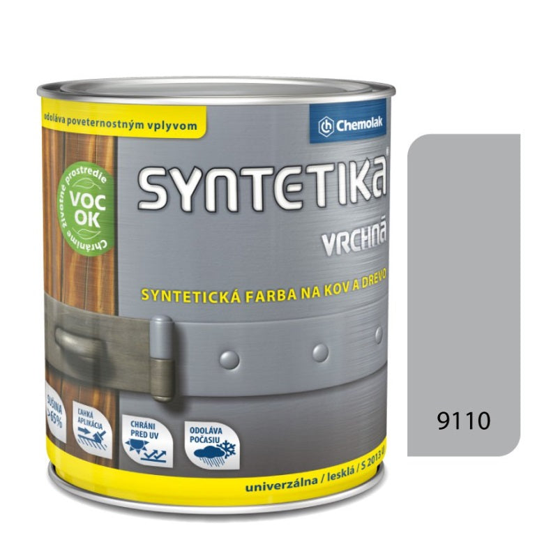 Chemolak SYNTETIKA S 2013 U Vrchná syntetická lesklá farba na kov a drevo - 9110 - Hliníková