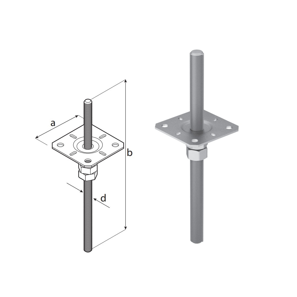 DOMAX PPSR zapustená závitová pätka stĺpika nastaviteľná 130