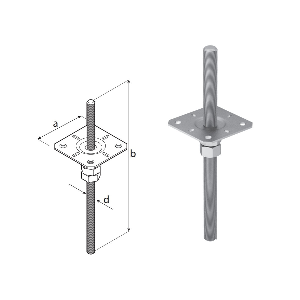 DOMAX PPSR zapustená závitová pätka stĺpika nastaviteľná 80