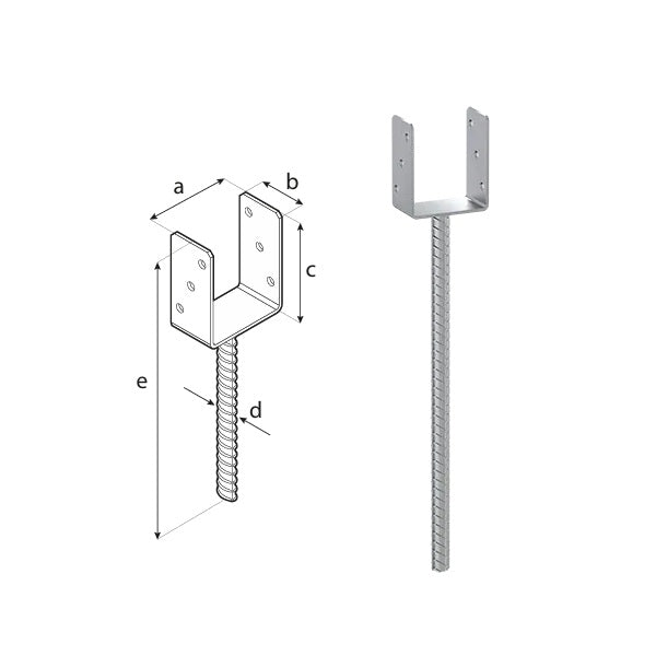 DOMAX PS 500 zapustená pätka stĺpika typu U na dlhej tyči 100