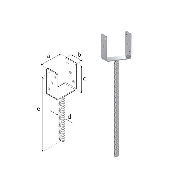 DOMAX PS 500 zapustená pätka stĺpika typu U na dlhej tyči 120