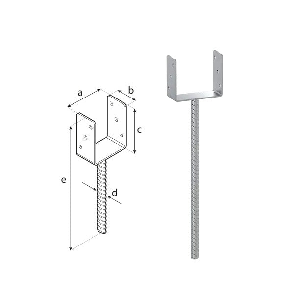 DOMAX PS 500 zapustená pätka stĺpika typu U na dlhej tyči 140