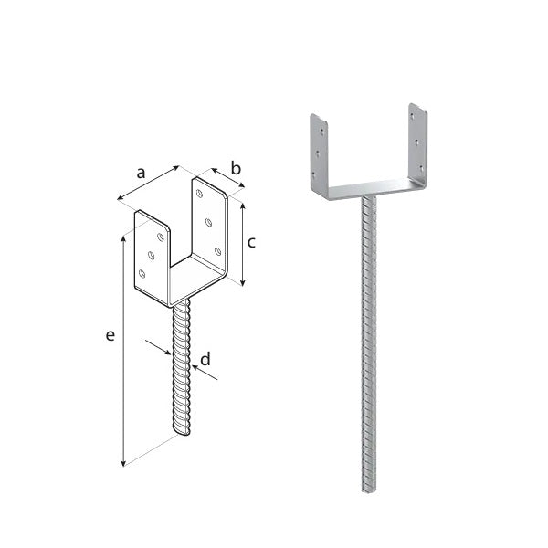 DOMAX PS 500 zapustená pätka stĺpika typu U na dlhej tyči 160