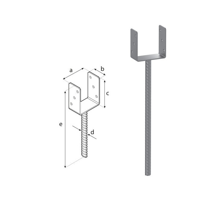 DOMAX PS 500 zapustená pätka stĺpika typu U na dlhej tyči 90